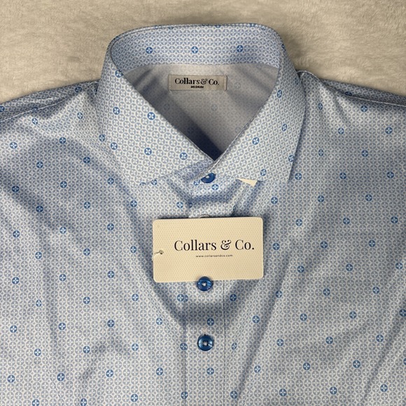 Collars & Co. Other - Collars and Co NWT Semi-Spread Collar Polo Medallion Sky Blue - Size Medium